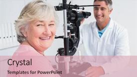  Presentation with eye care - Audience pleasing PPT layouts consisting of eye care - portrait of senior woman smiling backdrop and a lemonade colored foreground