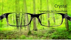  Presentation with eye - Audience pleasing slides consisting of eye chart - clear forest in glasses backdrop and a yellow colored foreground