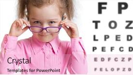  Presentation with ophthalmologist - Beautiful presentation theme featuring eye chart - funny kid putting on spectacles backdrop and a lemonade colored foreground
