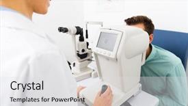  Presentation with eyesight - Cool new PPT theme with eye clinic or optics store backdrop and a light gray colored foreground