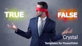  Presentation with red ribbon hiv - Beautiful presentation design featuring eye deciding true or false backdrop and a  colored foreground