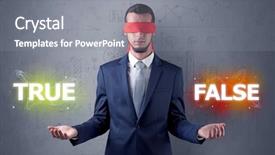  Presentation with eye - Cool new theme with eye deciding true or false backdrop and a  colored foreground