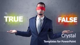  Presentation with eye - Slide deck featuring eye deciding true or false background and a  colored foreground