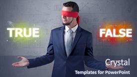  Presentation with eye - PPT theme enhanced with eye deciding true or false background and a  colored foreground