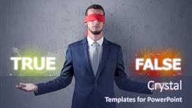  Presentation with red ribbon hiv - Amazing slide deck having eye deciding true or false backdrop and a  colored foreground