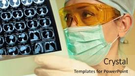  Presentation with eye disease - PPT layouts consisting of eye disease - doctor looking at tomogram background and a lemonade colored foreground