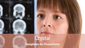  Presentation with eye disease - Beautiful PPT layouts featuring eye disease - female doctor looking at tomogram backdrop and a  colored foreground