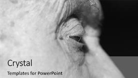  Presentation with eye disease - Beautiful PPT theme featuring eye disease - old man backdrop and a  colored foreground