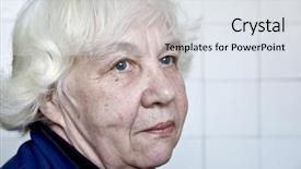  Presentation with real woman hair texture human - Cool new presentation with eye disease - old silver-haired woman backdrop and a  colored foreground