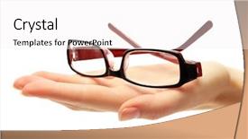  Presentation with eye doctor - Slide set consisting of eye doctor - glasses on female hand isolated background and a white colored foreground