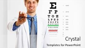  Presentation with eyesight - Presentation theme enhanced with eye doctor - oculist doing an eyesight test background and a  colored foreground