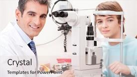  Presentation with optometrist - Slides featuring eye doctor - optometrist taking an eyesight test background and a lemonade colored foreground