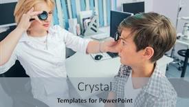  Presentation with eye doctor - PPT theme consisting of eye doctor and a teenage background and a light gray colored foreground