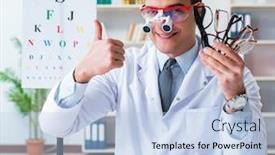  Presentation with eye doctor - Theme having eye doctor in eyecare concept in hospital background and a light blue colored foreground