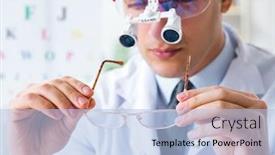  Presentation with eye doctor - Beautiful PPT theme featuring eye-doctor-in-eyecare-concept backdrop and a light blue colored foreground