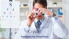  Presentation with eye doctor - Cool new slide deck with eye-doctor-in-eyecare-concept backdrop and a sky blue colored foreground