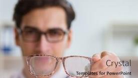  Presentation with medical eye - Cool new PPT theme with eye doctor in medical concept backdrop and a coral colored foreground