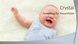  Presentation with baby crying - PPT theme featuring eye drops - baby boy crying background and a cream colored foreground