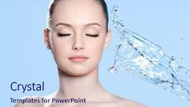  Presentation with clean water - Audience pleasing PPT theme consisting of eye drops - clean skin on the face backdrop and a sky blue colored foreground