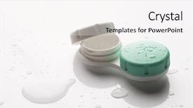  Presentation with contact lens - Colorful PPT layouts enhanced with eye drops - contact lens case on white backdrop and a white colored foreground