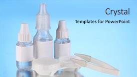 Presentation with blue drops - Beautiful slide deck featuring eye drops and lenses backdrop and a arctic colored foreground