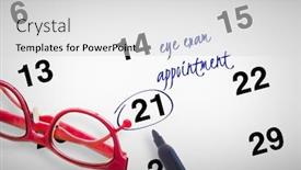  Presentation with exam - PPT theme featuring eye-exam-appointment-against-reading background and a light gray colored foreground