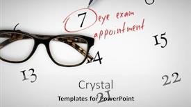  Presentation with exam - Presentation design with eye-exam-appointment-against-reading background and a light gray colored foreground