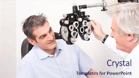  Presentation with optometrist - Colorful PPT theme enhanced with eye examination - optometrist doing sight testing backdrop and a sky blue colored foreground