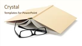  Presentation with book - Theme with eye glass - spectacles beside inverted book background and a cream colored foreground