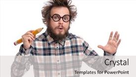  Presentation with crazy - Amazing slides having eye glasses holding big pencil backdrop and a light gray colored foreground