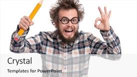  Presentation with crazy - Theme consisting of eye glasses holding big pencil background and a white colored foreground