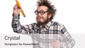  Presentation with crazy - Slides with eye glasses holding big pencil background and a white colored foreground