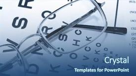  Presentation with test - Presentation theme enhanced with glasses on a test chart background and a ocean colored foreground