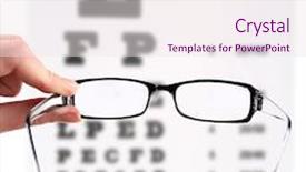  Presentation with eyesight - Beautiful slide set featuring eye glasses on eyesight test chart background backdrop and a sky blue colored foreground