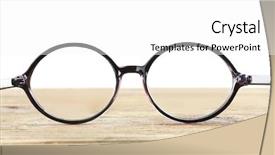  Presentation with eye - Beautiful PPT layouts featuring eye glasses on wooden table backdrop and a white colored foreground