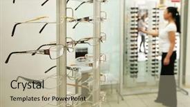  Presentation with optical - Cool new presentation theme with eye glasses shop backdrop and a  colored foreground