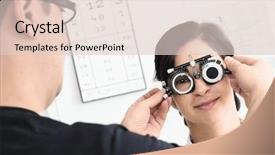  Presentation with optometrist - Cool new presentation theme with eye hospital - beautiful young female patient is backdrop and a lemonade colored foreground