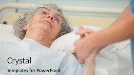  Presentation with caring - Cool new slides with eye hospital - nurse caring about old woman backdrop and a light gray colored foreground