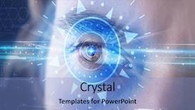  Presentation with iris - Colorful presentation theme enhanced with eye looking into blue iris backdrop and a light blue colored foreground