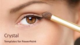  Presentation with eye shadow - Cool new presentation theme with eye makeup woman applying eyeshadow backdrop and a lemonade colored foreground
