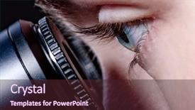  Presentation with microscope - PPT theme consisting of eye of scientist and microscope background and a wine colored foreground