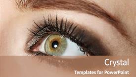  Presentation with drop - Colorful slide set enhanced with eye-of-young-woman backdrop and a coral colored foreground