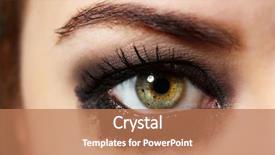  Presentation with drop - Beautiful PPT layouts featuring eye-of-young-woman backdrop and a coral colored foreground