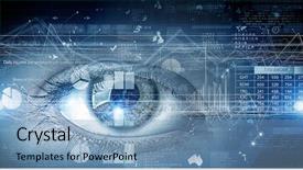  Presentation with human eye - Colorful slide set enhanced with eye on digital technology background backdrop and a  colored foreground