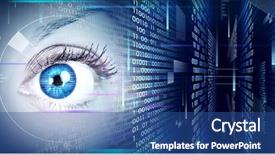  Presentation with human eye - Amazing slide set having human eye on technology design backdrop and a ocean colored foreground