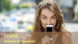  Presentation with young - Theme having eye phone - young woman covers her face background and a tawny brown colored foreground