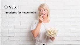  Presentation with floral border over white - Amazing presentation theme having eye popping - adult caucasian woman over white backdrop and a lemonade colored foreground