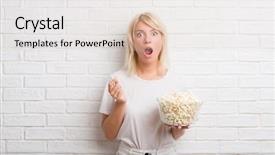  Presentation with eye popping - Audience pleasing presentation theme consisting of eye popping - adult caucasian woman over white backdrop and a lemonade colored foreground