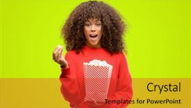  Presentation with african american talent show - Amazing theme having eye popping - african american woman eating popcorn backdrop and a red colored foreground