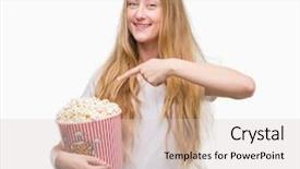  Presentation with pop dance - Beautiful theme featuring eye popping - blonde teenager woman eating pop backdrop and a lemonade colored foreground